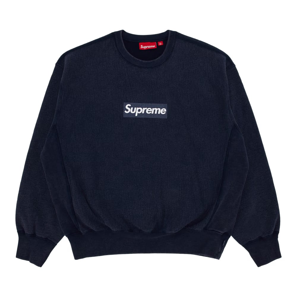 Supreme Washed Box Logo Crewneck Navy
