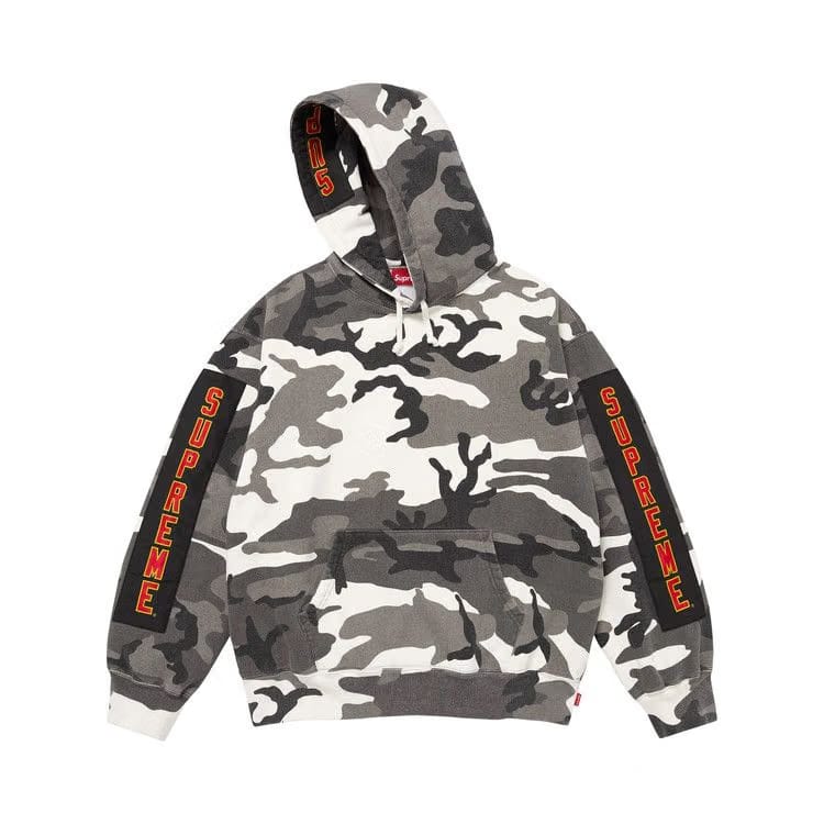 Supreme Woven Patches Hoodie Snow Camo