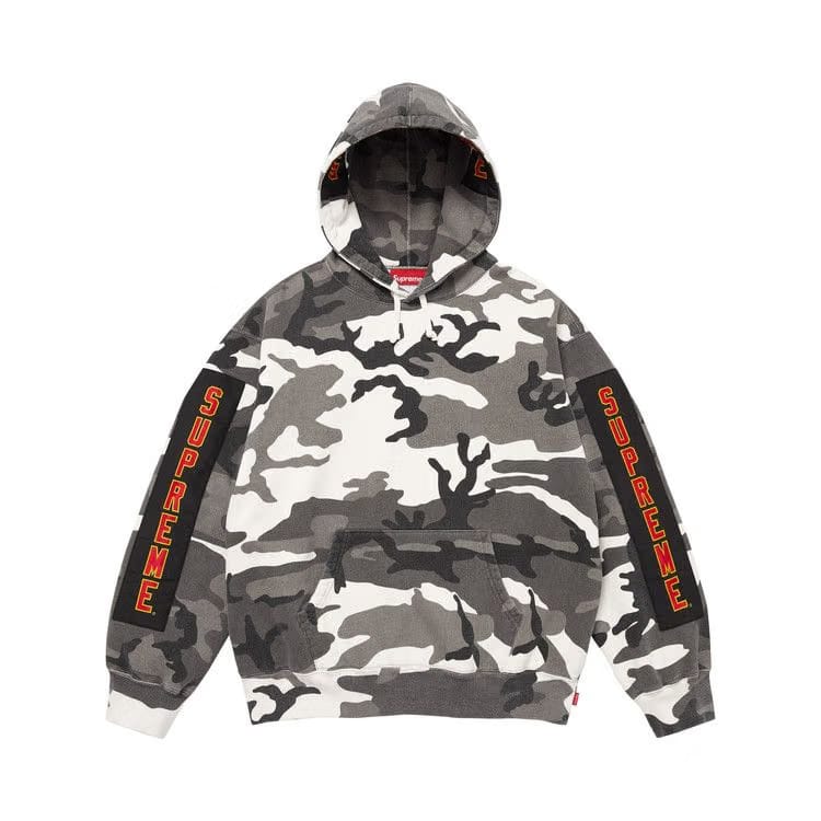 Supreme Woven Patches Hoodie Snow Camo