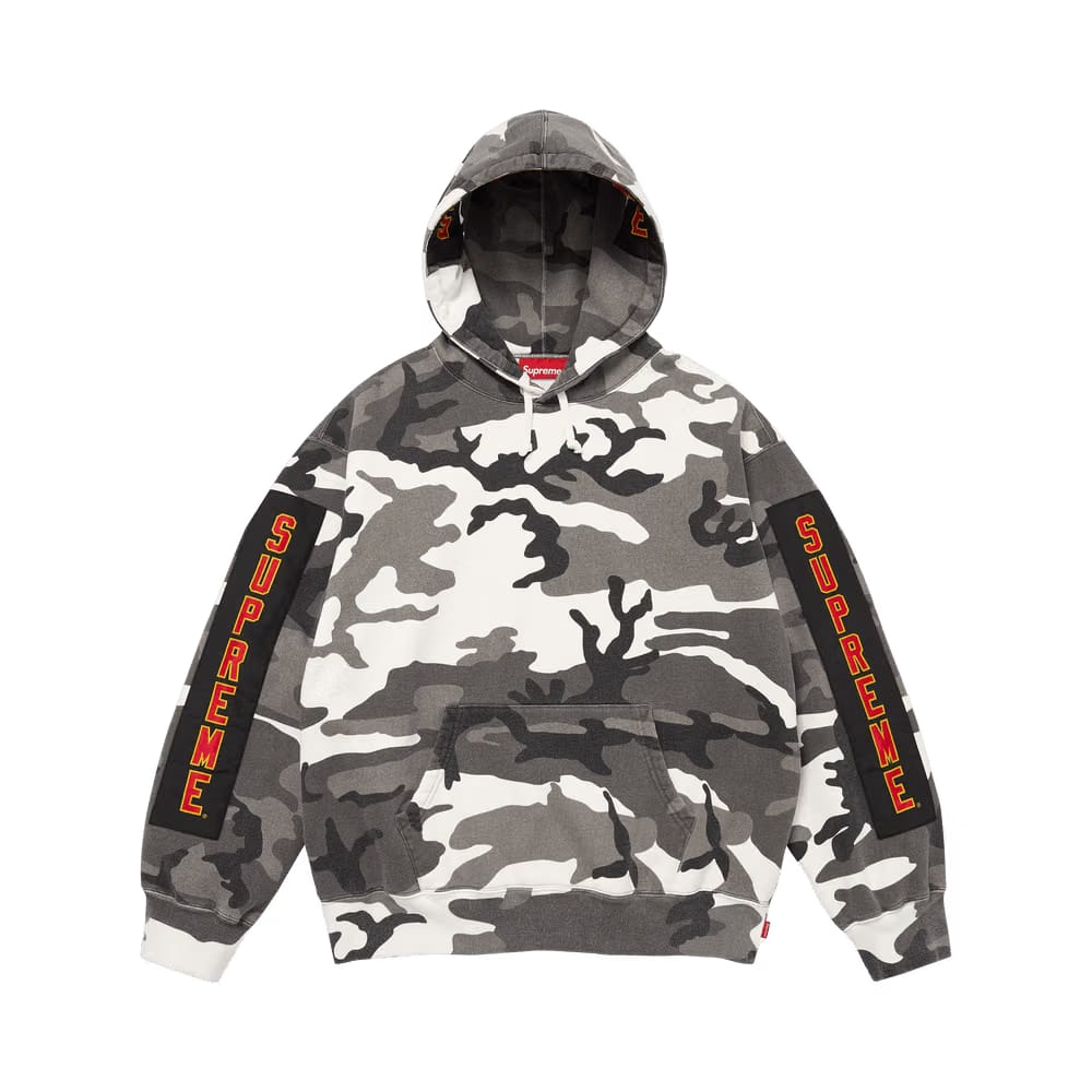 Supreme Woven Patches Hoodie Snow Camo