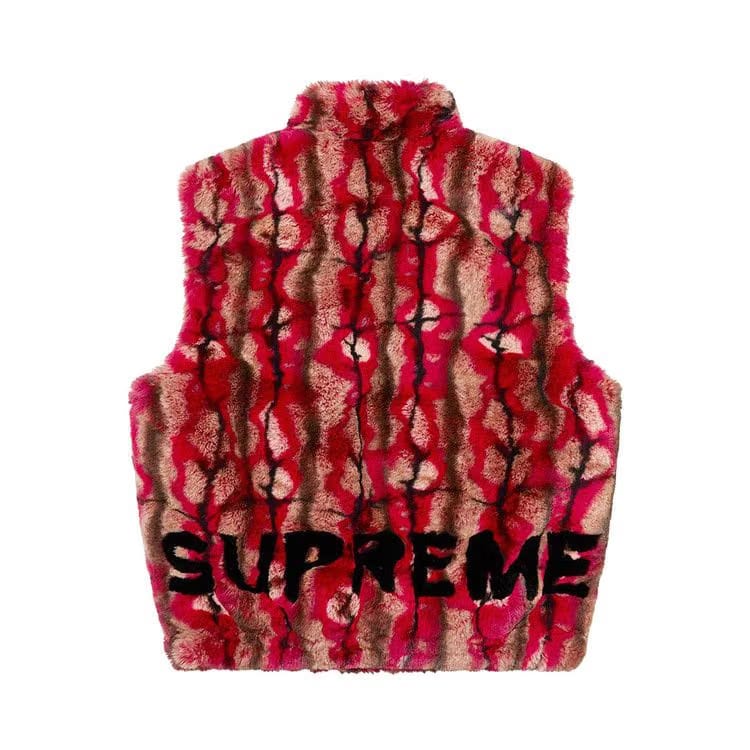 Supreme Faux Fur Hooded Vest Red