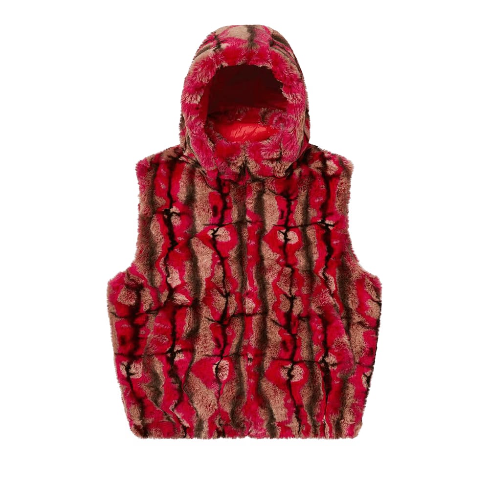 Supreme Faux Fur Hooded Vest Red