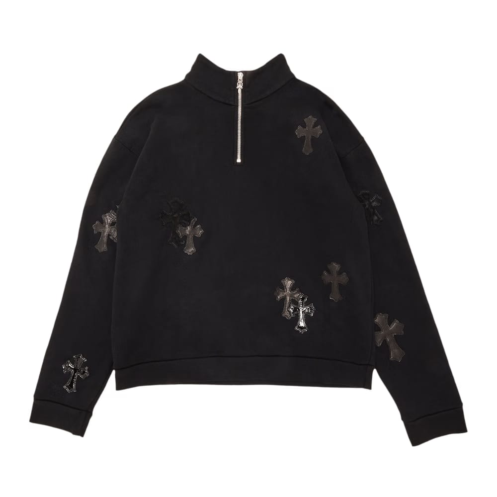 Chrome Hearts Ponyhair Cross Quarter Zip Black