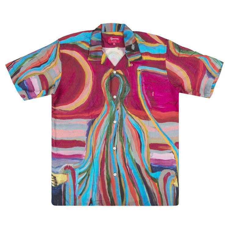 Supreme Reaper Rayon Shorts-Sleeve Shirt Burgundy