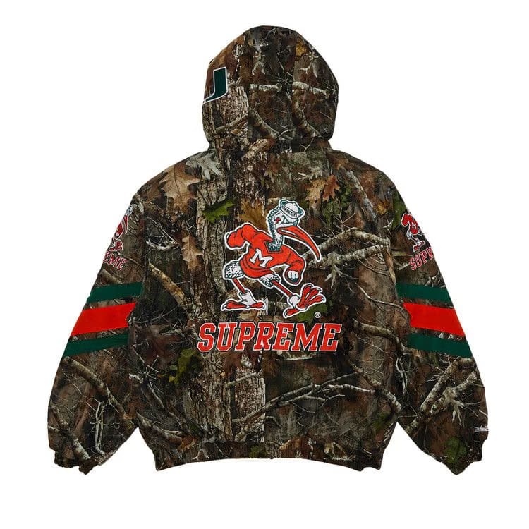 Supreme x Mitchell & Ness NCAA Hooded Stadium Jacket TrueTimber Kanati Camo