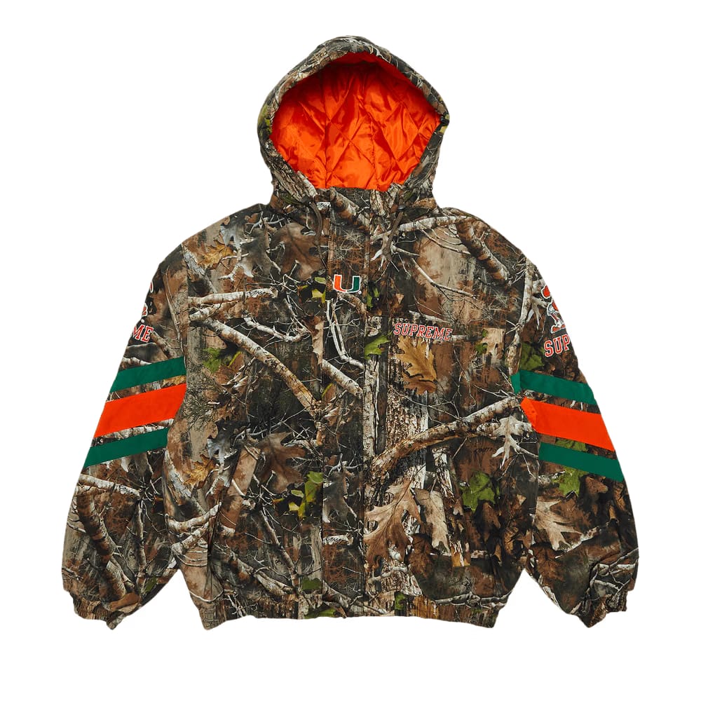 Supreme x Mitchell & Ness NCAA Hooded Stadium Jacket TrueTimber Kanati Camo