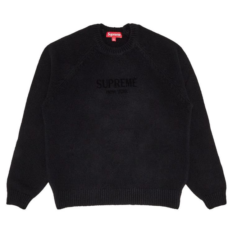 Supreme Flocked Logo Sweater Black