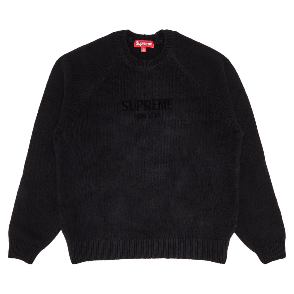 Supreme Flocked Logo Sweater Black