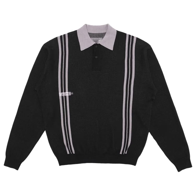 Students Sutton Long-Sleeve Sweater Polo Shirt Black