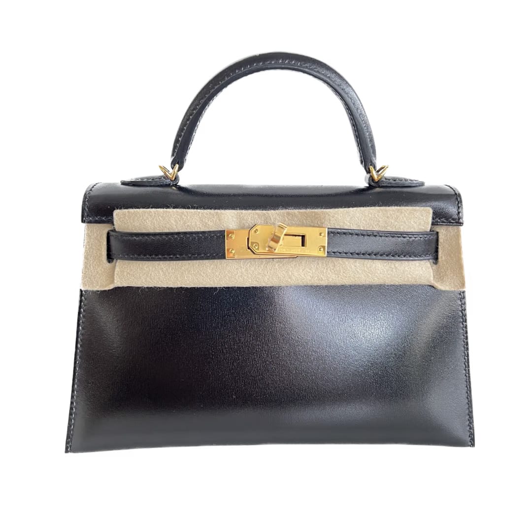 Hermès Mini Kelly 20 Black Box With Gold Hardware