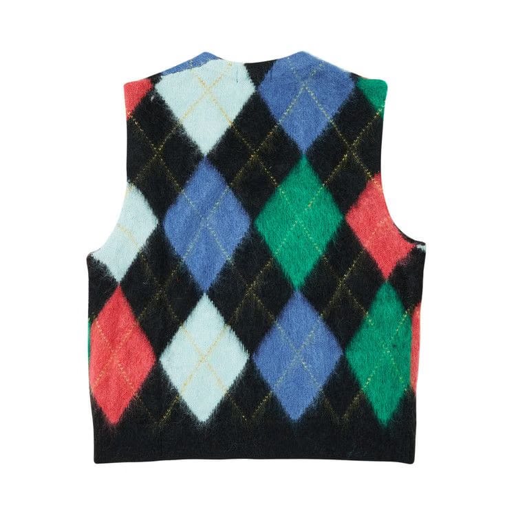 Supreme Brushed Argyle Zip Up Vest Black