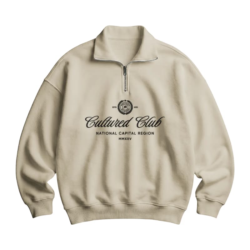 Myugen Cultured Club Beige Quarter-Zip Sweatshirt
