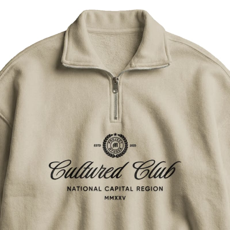 Myugen Cultured Club Beige Quarter-Zip Sweatshirt