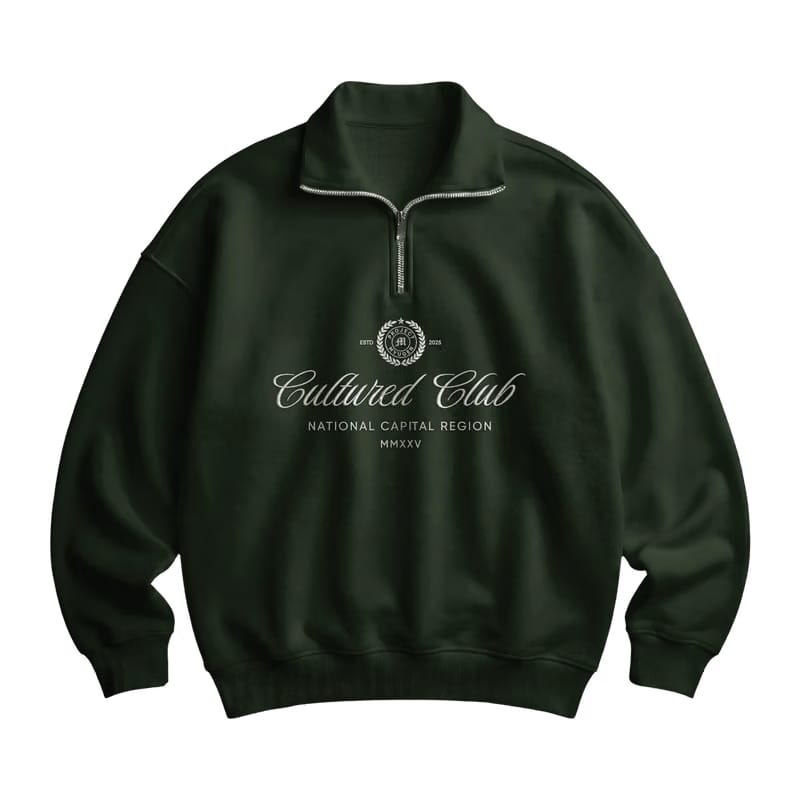 Myugen Cultured Club Olive Quarter-Zip Sweatshirt