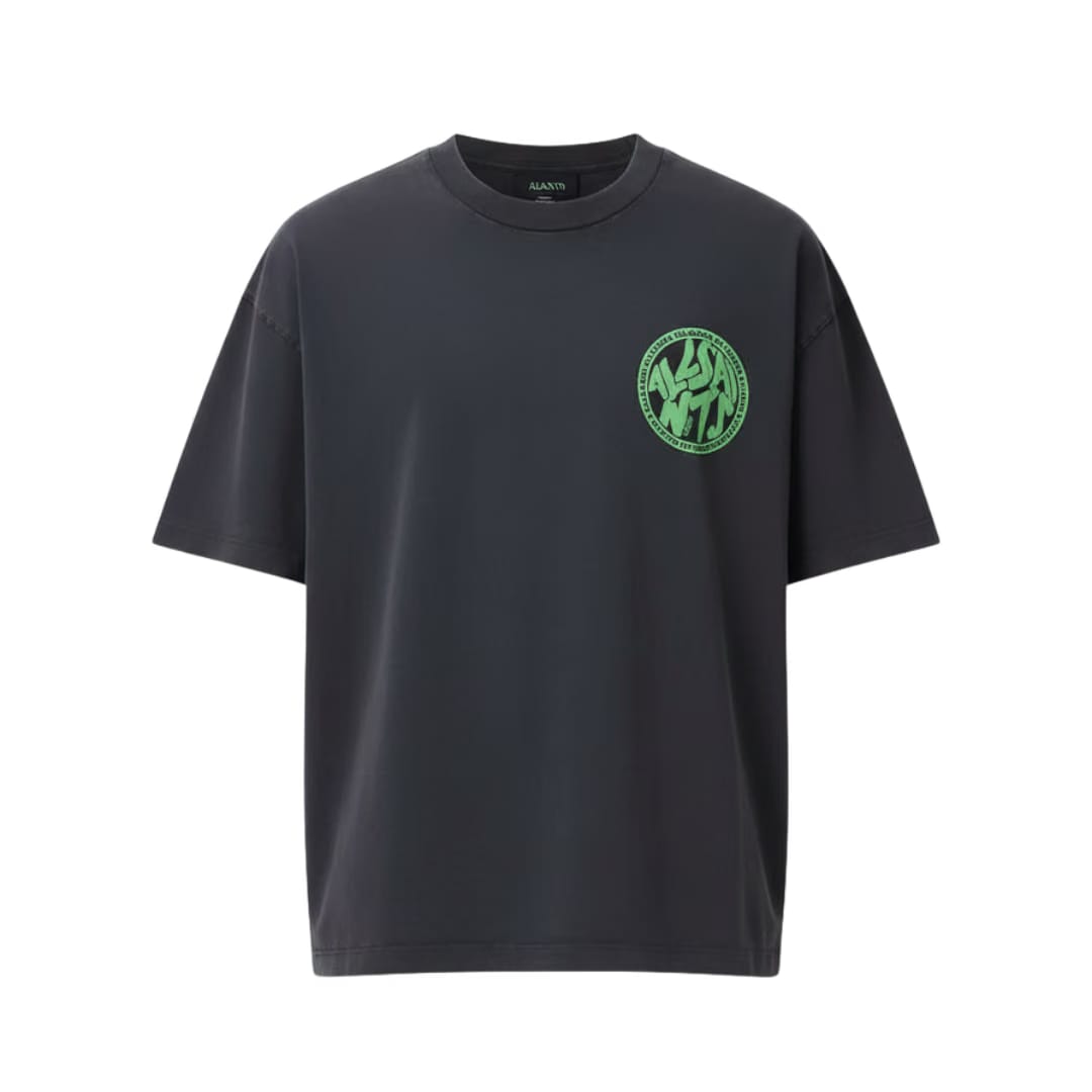 ALL SAINTS Distortion Brand Print Regular Fit Crew-Neck T-Shirt (washed-black)