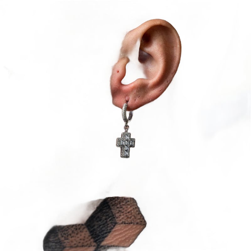 STEPPED CRUCIFIX EARRING