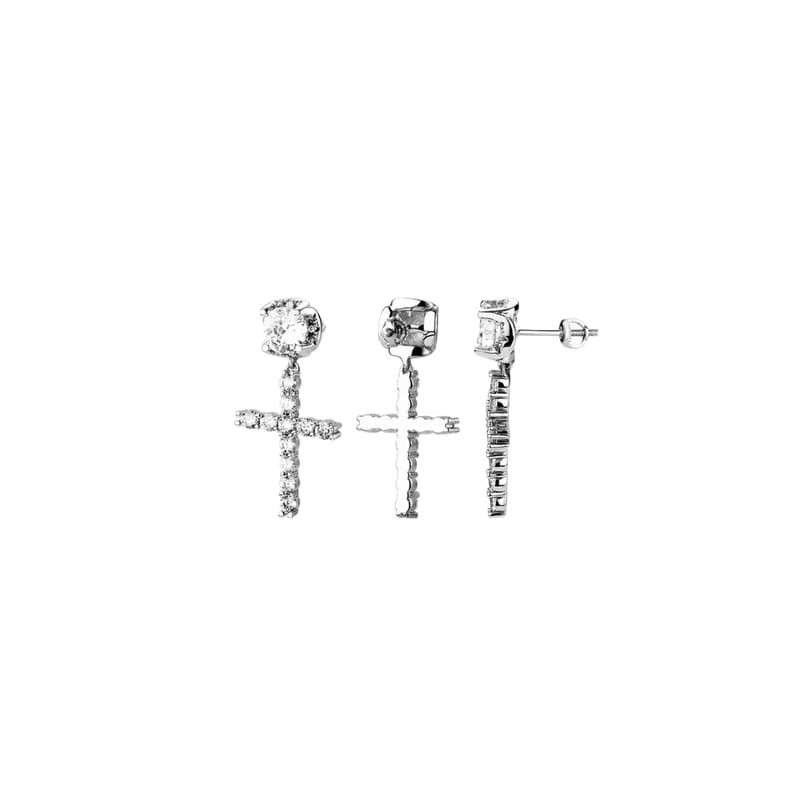 PAVE CRUCIFIX EARRING