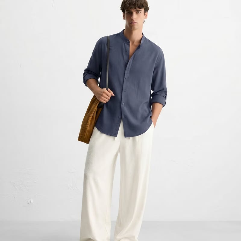 CAPRI LINEN SUMMER SHIRT NAVY BLUE