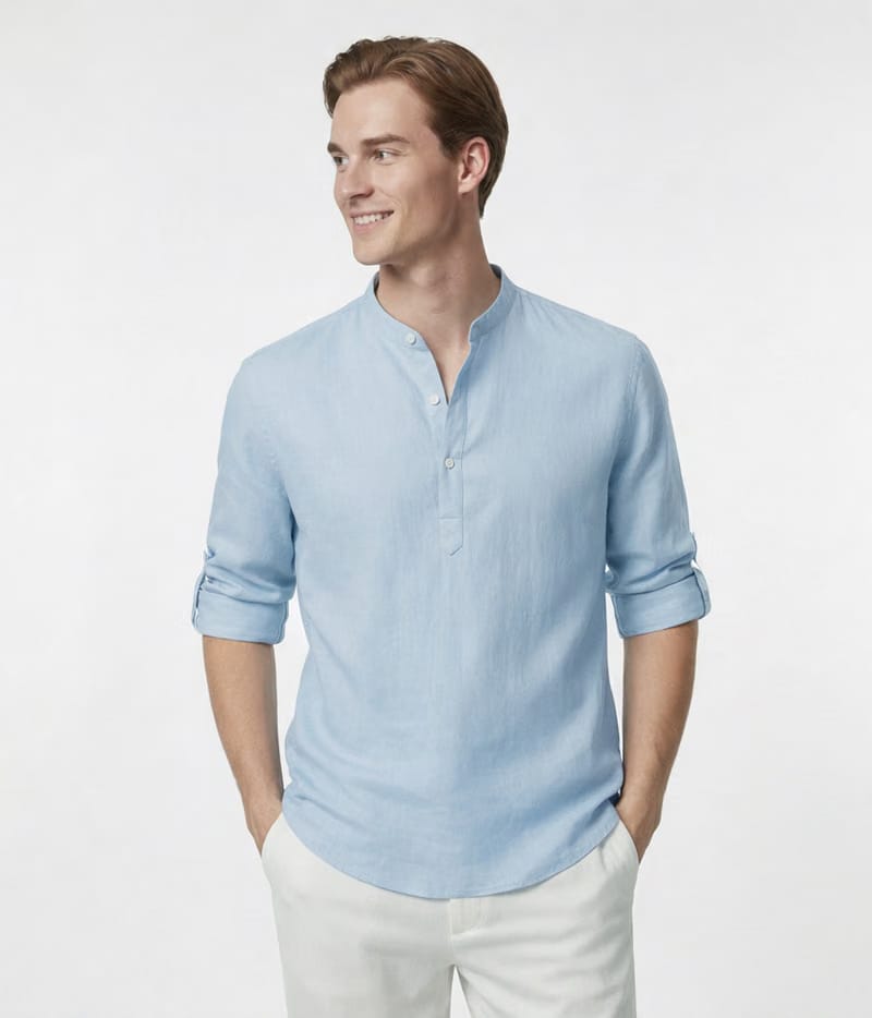 CAPRI LINEN SUMMER SHIRT SKY BLUE