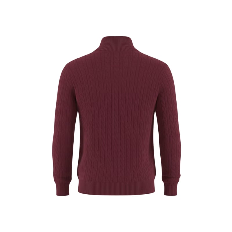 Heritage Cable Knit Quarter-Zip Sweater – Burgundy