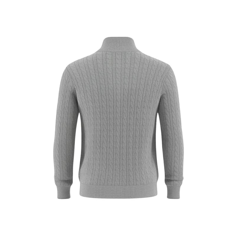 Heritage Cable Knit Quarter-Zip Sweater – Heather Grey