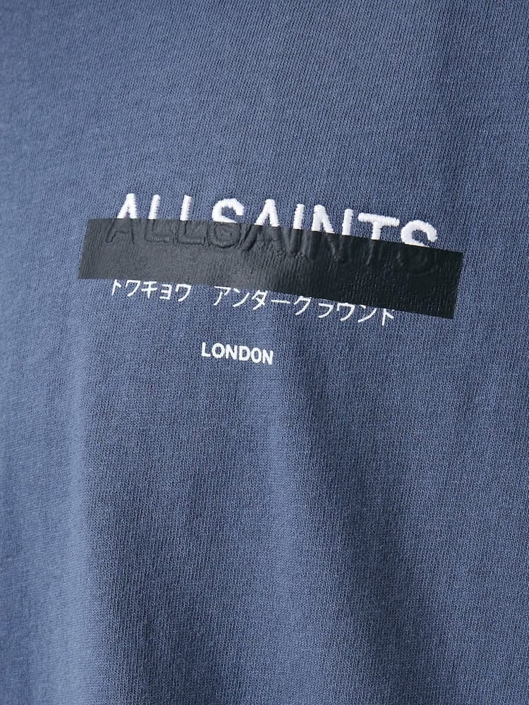 All Saints Blue Redact Shorts Sleeve T-Shirt
