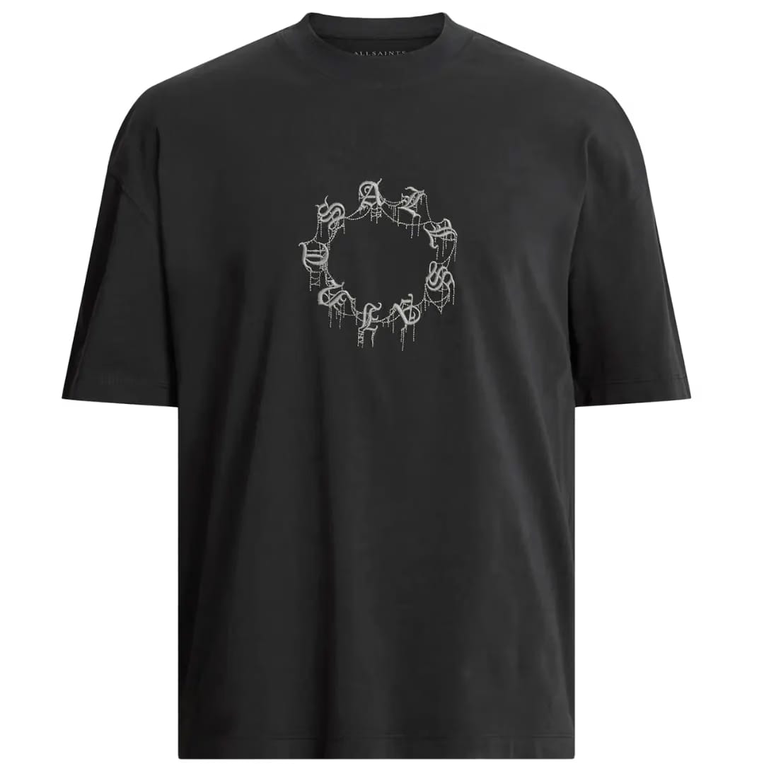 CRYPTIERRA SS CREW - Print T-shirt - washed black