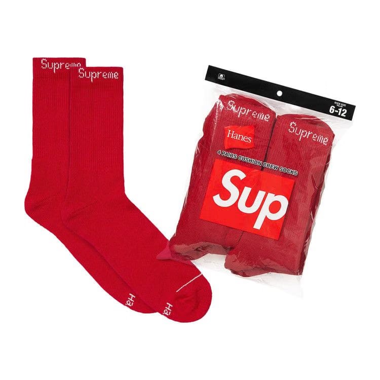 Supreme x Hanes Crew Socks (4 Pack) Red