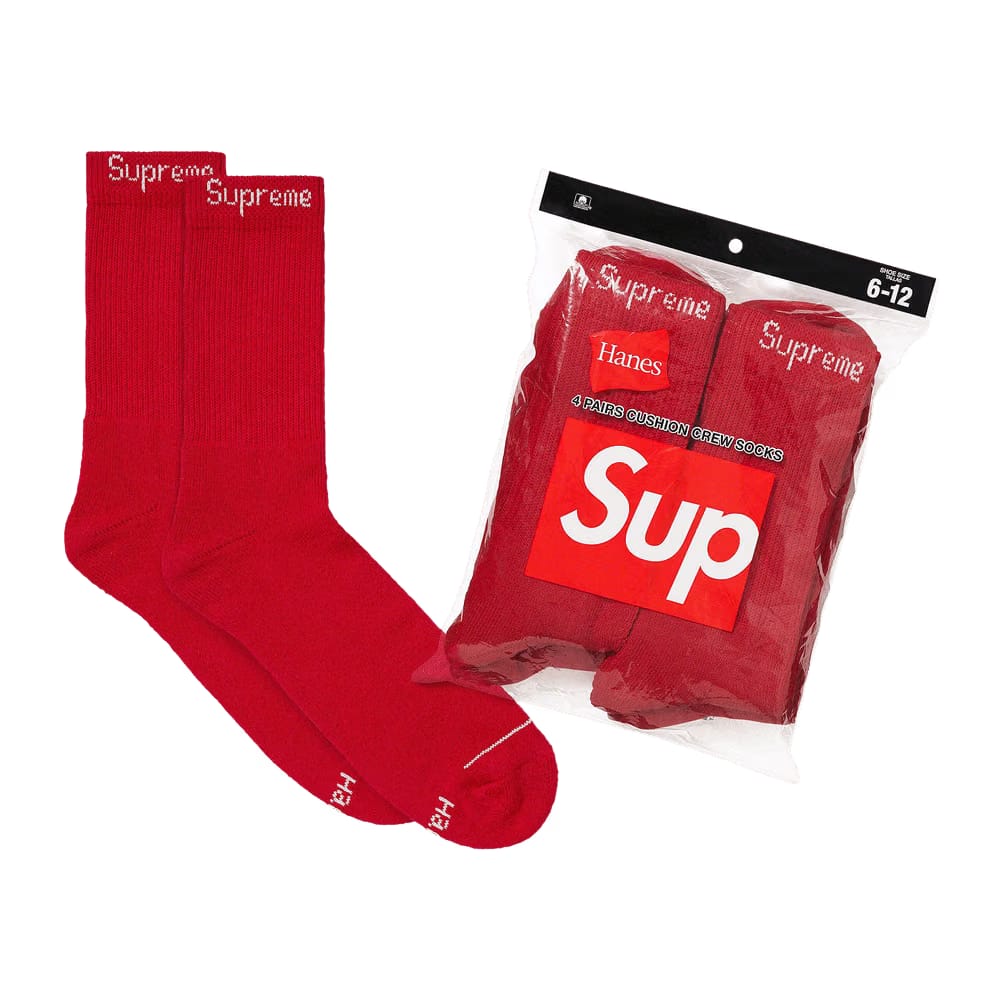 Supreme x Hanes Crew Socks (4 Pack) Red