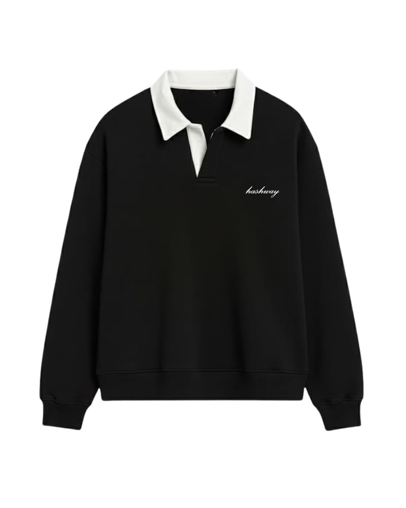 HASHWAY CLASSIC POLO SWEATSHIRT - BLACK