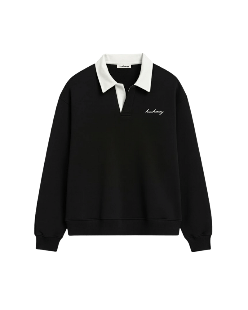 HASHWAY CLASSIC POLO SWEATSHIRT - BLACK