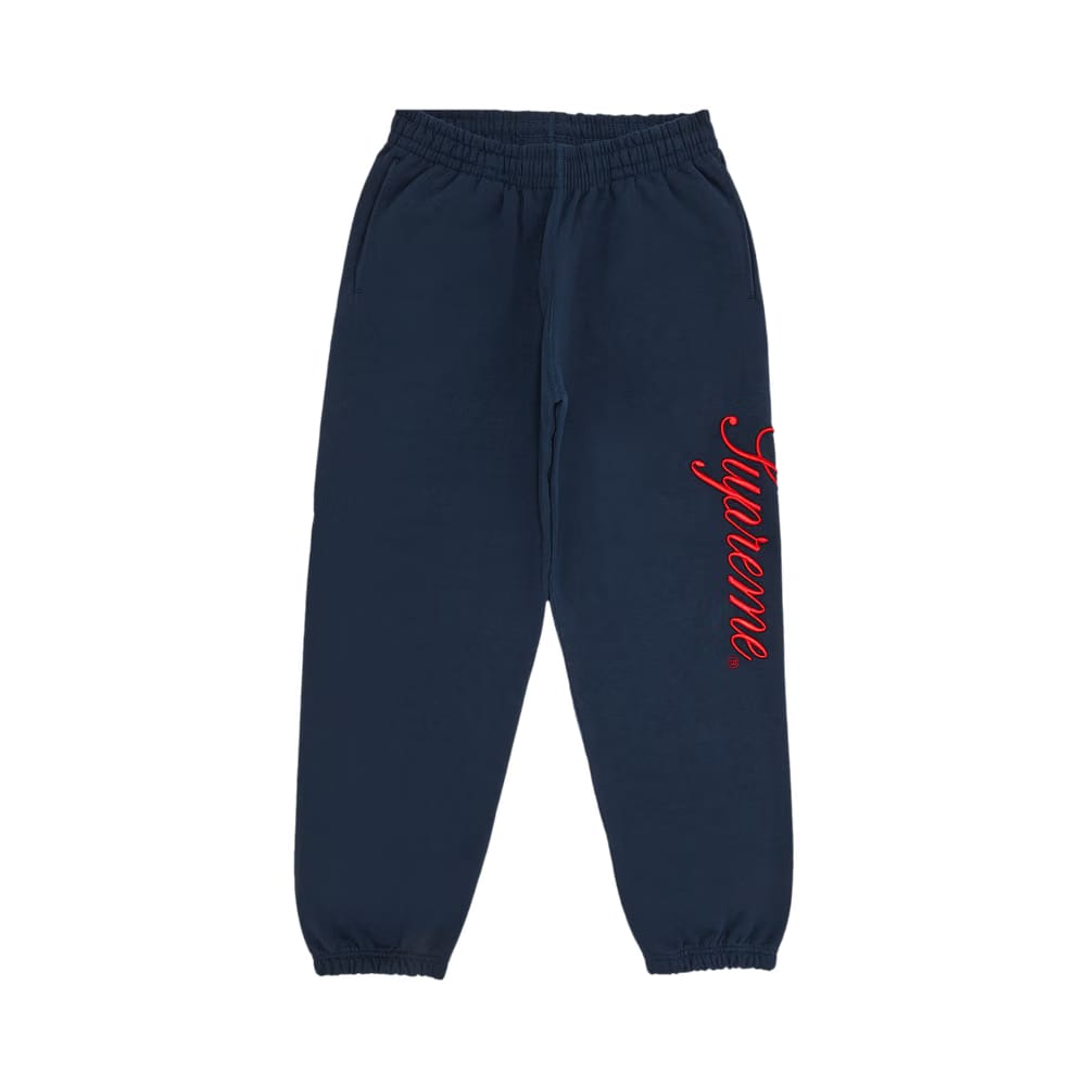 Supreme Embroidered Script Sweatpant Navy