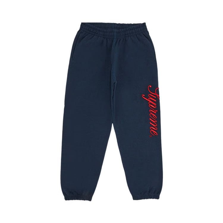 Supreme Embroidered Script Sweatpant Navy