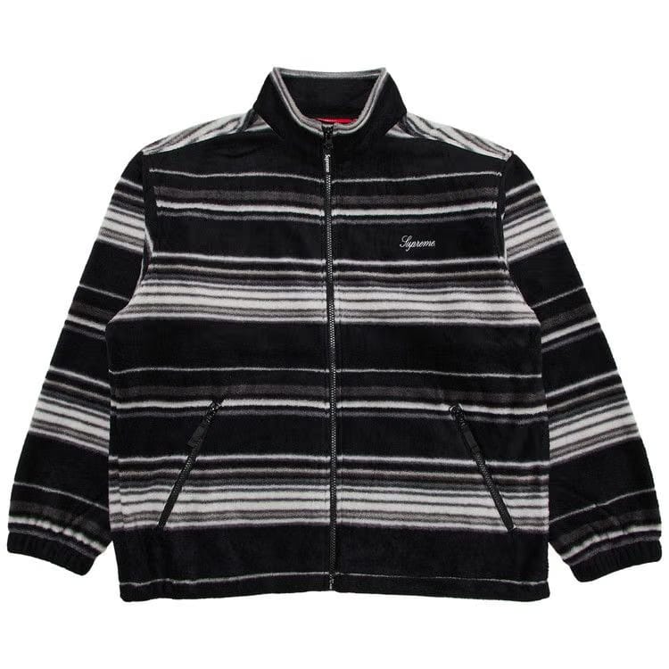 Supreme Stripe Zip Up Fleece Jacket Black