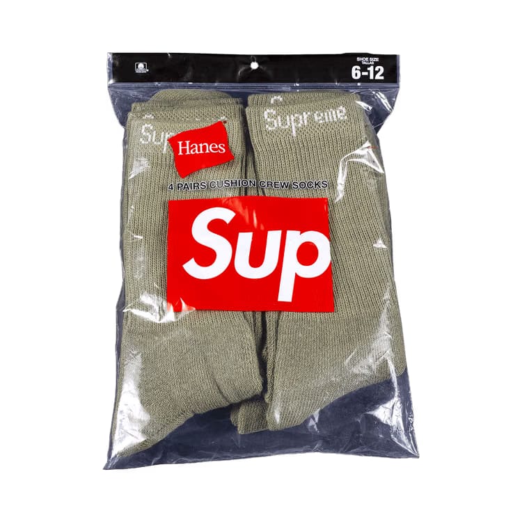 Supreme x Hanes Crew Socks (4 Pack) Olive