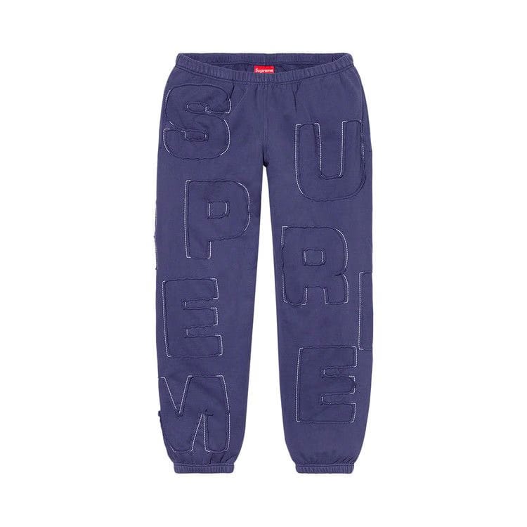 Supreme Cutout Letters Sweatpants Washed Navy