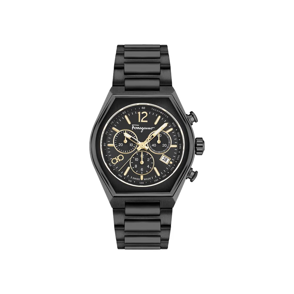 Ferragamo Tonneau Chrono Bracelet Watch Black