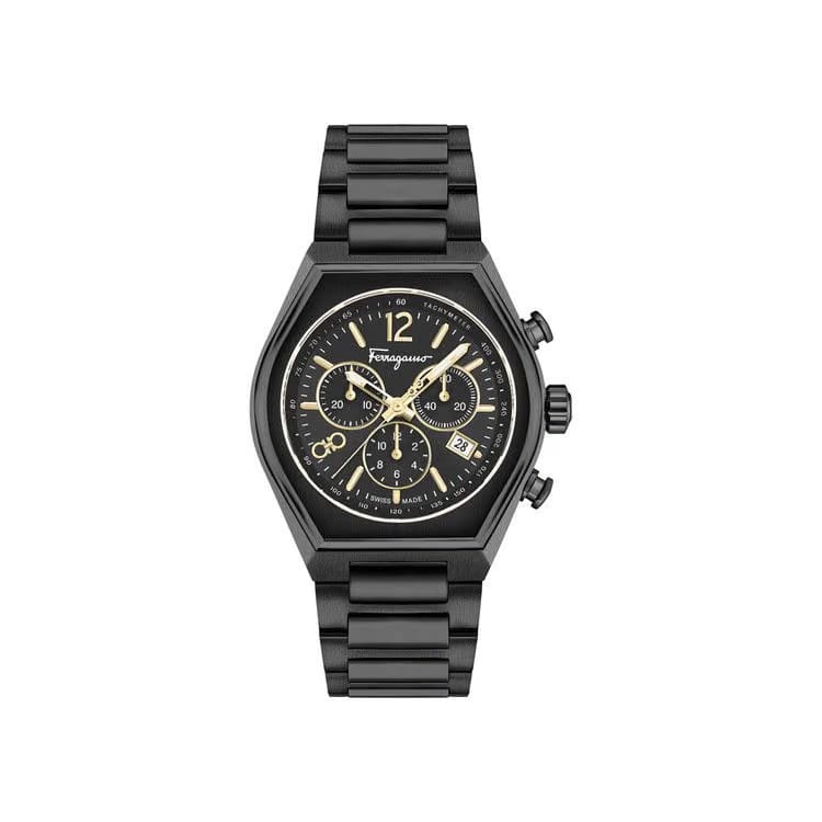 Ferragamo Tonneau Chrono Bracelet Watch Black