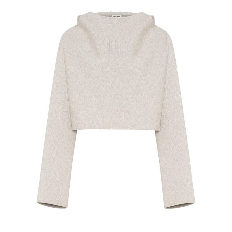 Jean Paul Gaultier Cropped Bat Sleeves Hoodie Heather Grey