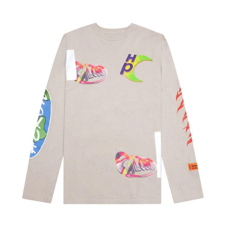Heron Preston Global Collage Long-Sleeve T-Shirt Grey/Blue