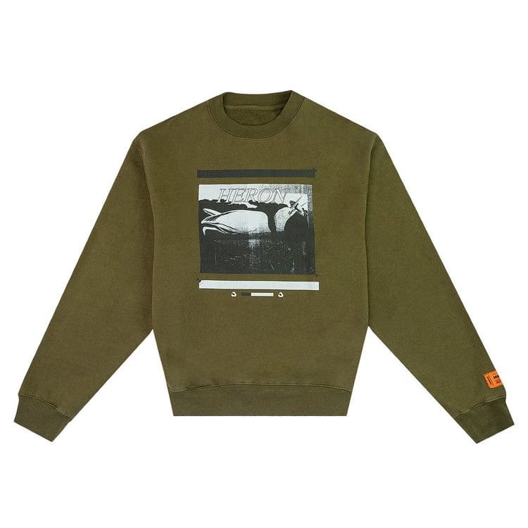 Heron Preston Misprinted Heron Crewneck Dark Olive/Black