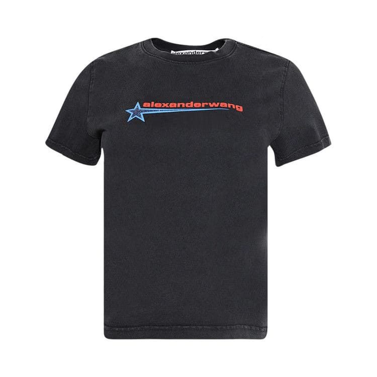 Alexander Wang Shrunken T-Shirt W/ Graphic Washed Black