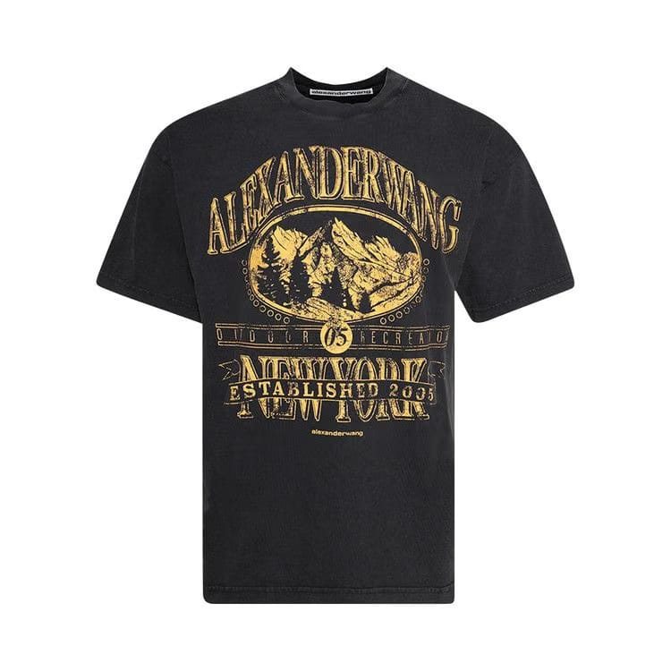 Alexander Wang Shorts-Sleeve T-Shirt W/ Graphic Washed Black