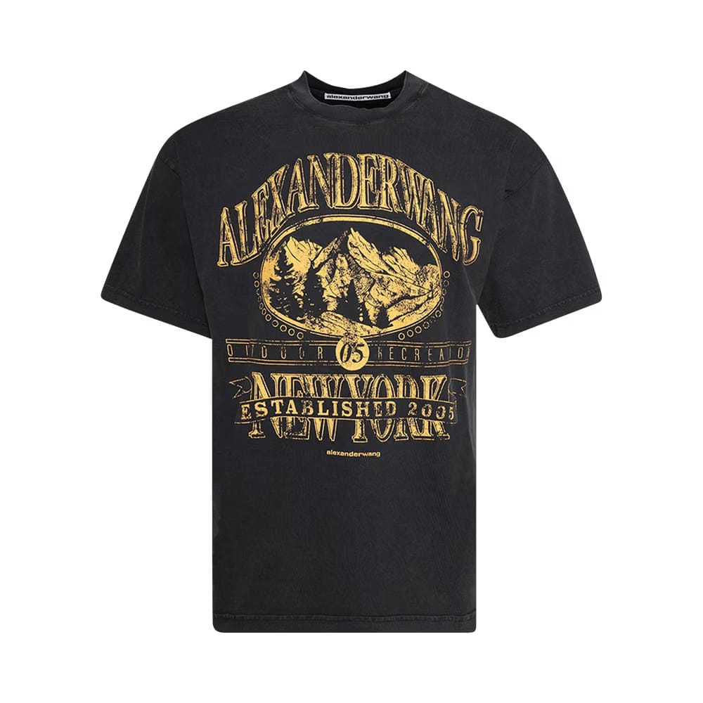 Alexander Wang Shorts-Sleeve T-Shirt W/ Graphic Washed Black
