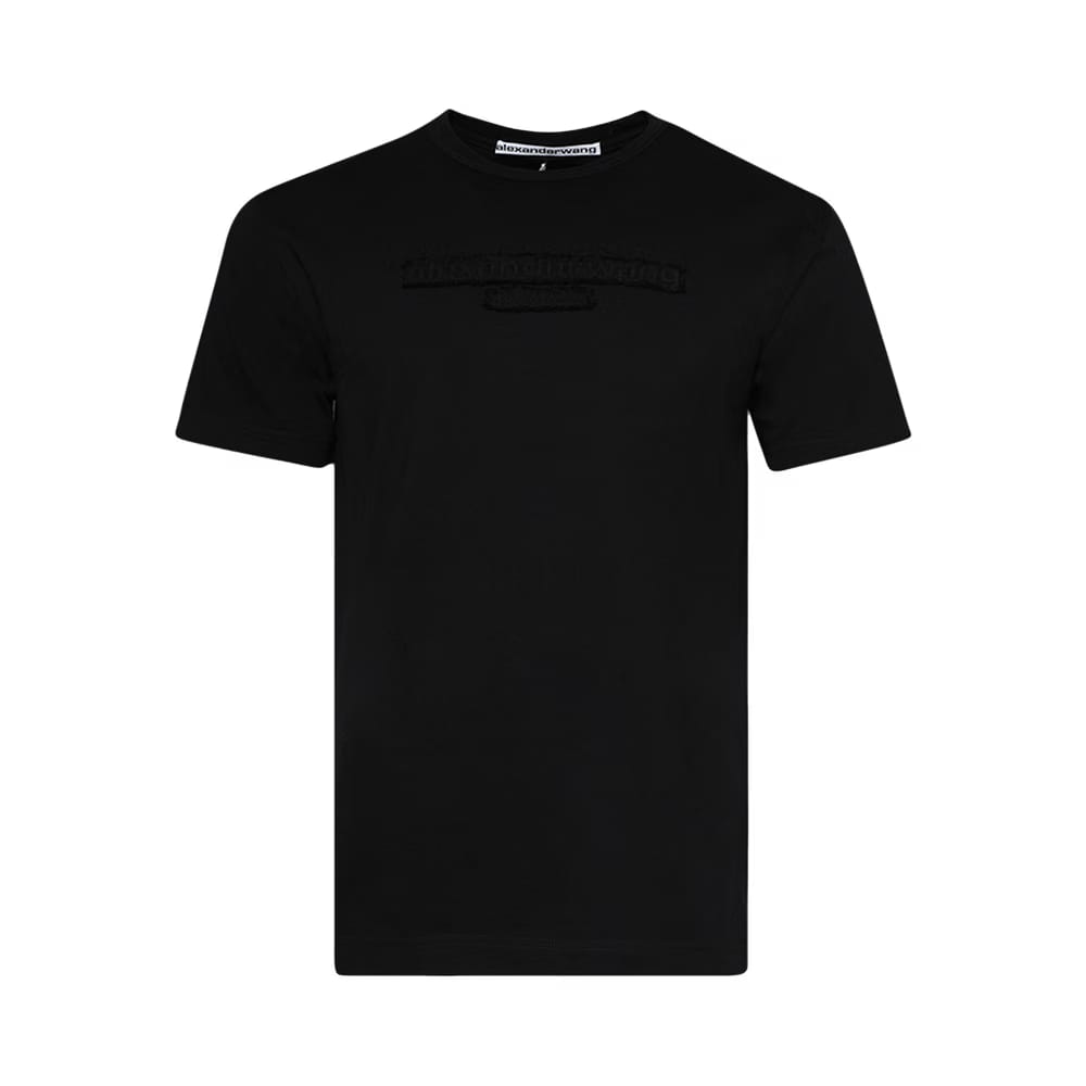 Alexander Wang Distressed Logo Shorts Sleeve T-Shirt Black