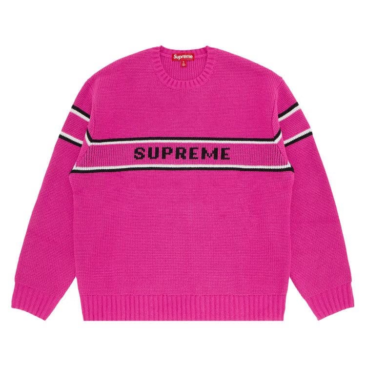 Supreme Chest Stripe Sweater Pink