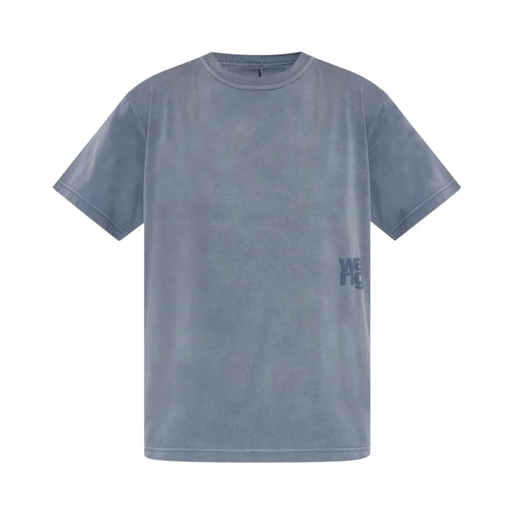 Alexander Wang Essential Jersey Puff Logo Shorts-Sleeve T-Shirt Washed Blue Ink
