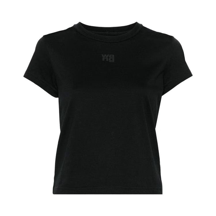 Alexander Wang Puff Logo & Bound Neck T-Shirt Essential JSY Shrunk Black