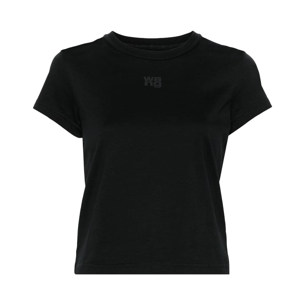 Alexander Wang Puff Logo & Bound Neck T-Shirt Essential JSY Shrunk Black