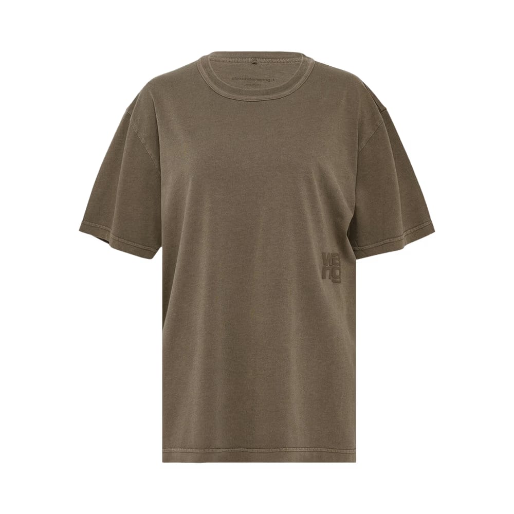 Alexander Wang Essential Jersey Puff Logo Shorts-Sleeve T-Shirt Washed Walnut